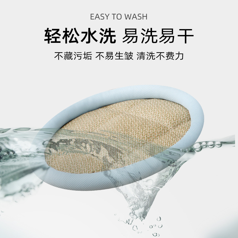 New round low-edge bed cotton and linen mat for pet supplies, suitable for all seasons, comfortable sleeping and cute cat bed Item Picture