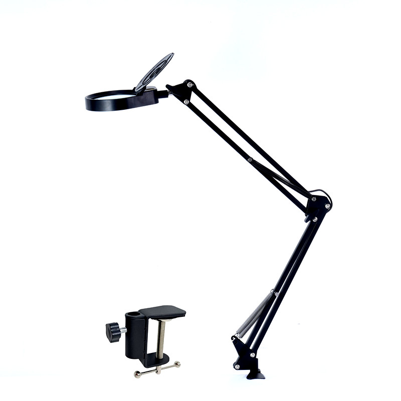 PDOK美式支架夹子带灯放大镜10倍维修微雕篆刻阅读缝补灯PD43598详情5