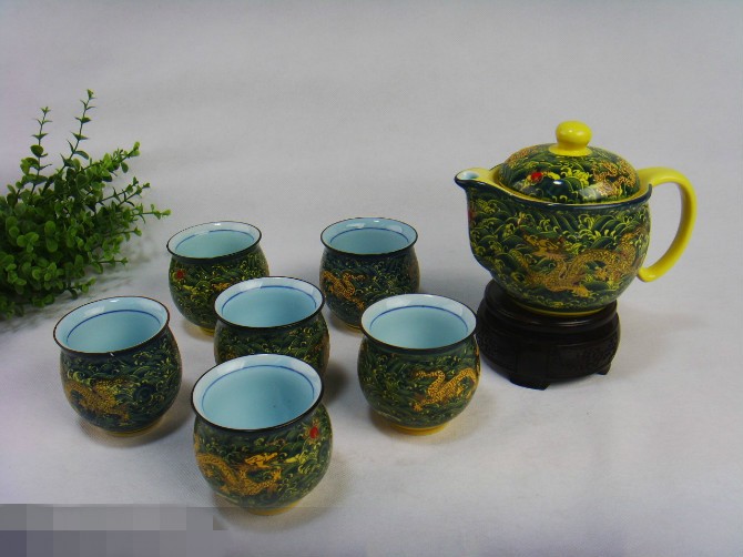 Kunkun Ceramic 7-head glazed Tea Set with tray, Ceramic Tea set, Double-layer cup, heat-resistant tea tray, complete set of Gongfu tea set, gift tea set 107 pic 3