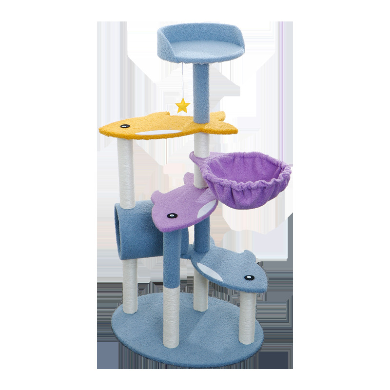 The new Ocean series of pet supplies features a three-fish five-layer cat climbing frame and a cute, comfortable and simple pet cat house Item Picture