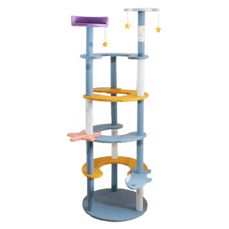 The new Ocean series of pet supplies features a six-layer cat climbing frame with a novel, cute, soft, comfortable and simple design for a pet cat villa Item Picture