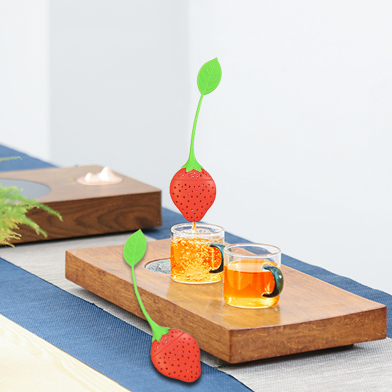 趣味草莓茶叶过滤器 家居礼品 草莓硅胶泡茶器 创意泡茶模具 懒人茶叶茶渣滤茶器详情1