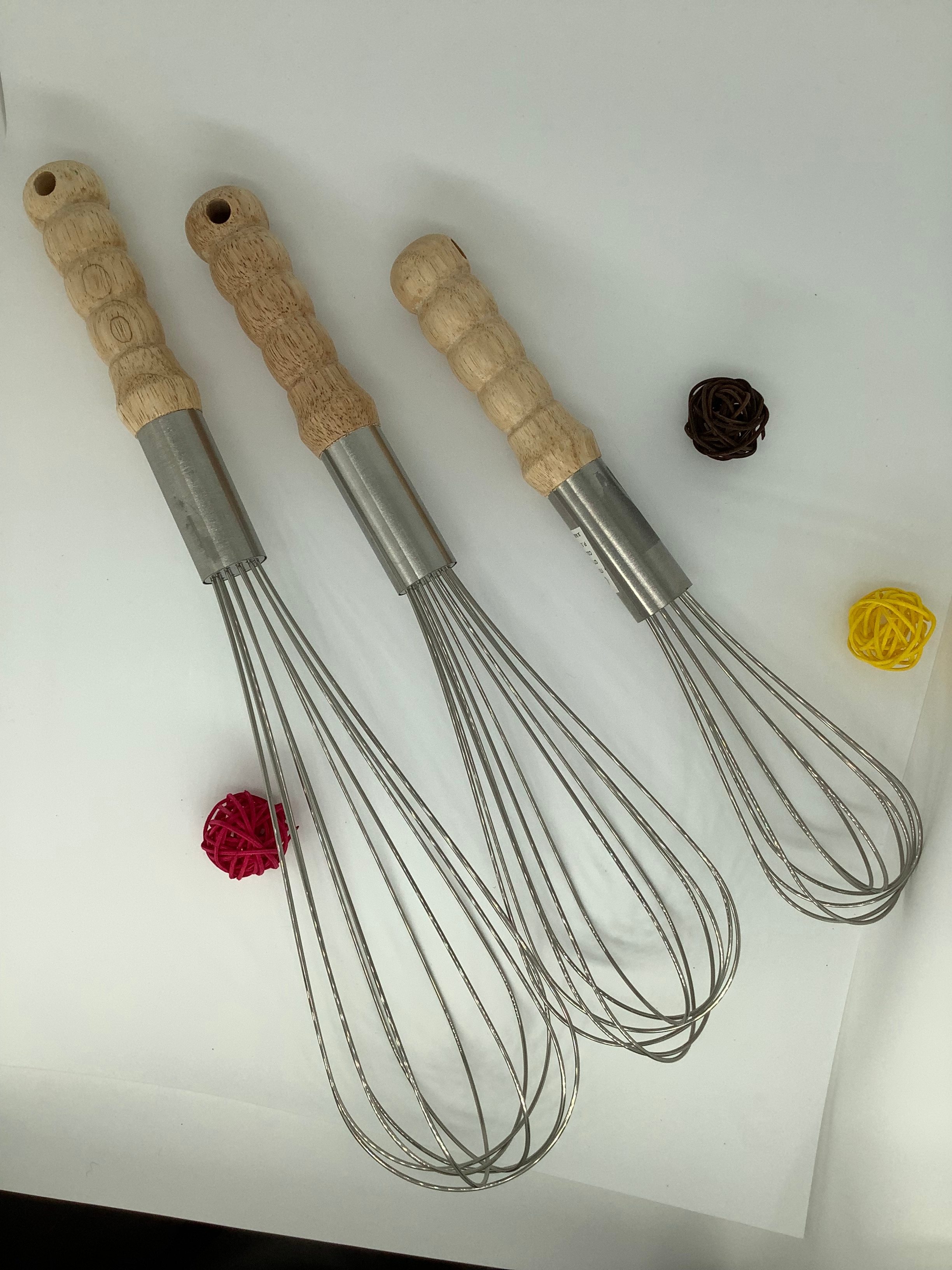 Wooden handle whisk Hand egg whisk cream whacker thumbnail