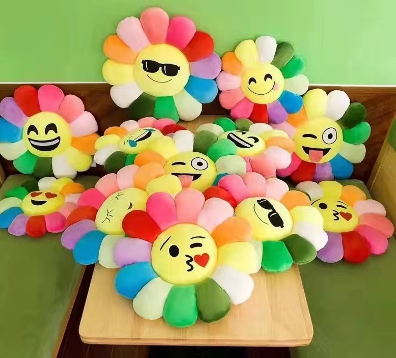 40cm colorful sunflower cartoon cushion pillow, cute student and teacher chair cushion, office wonder, happy sisters pic 1
