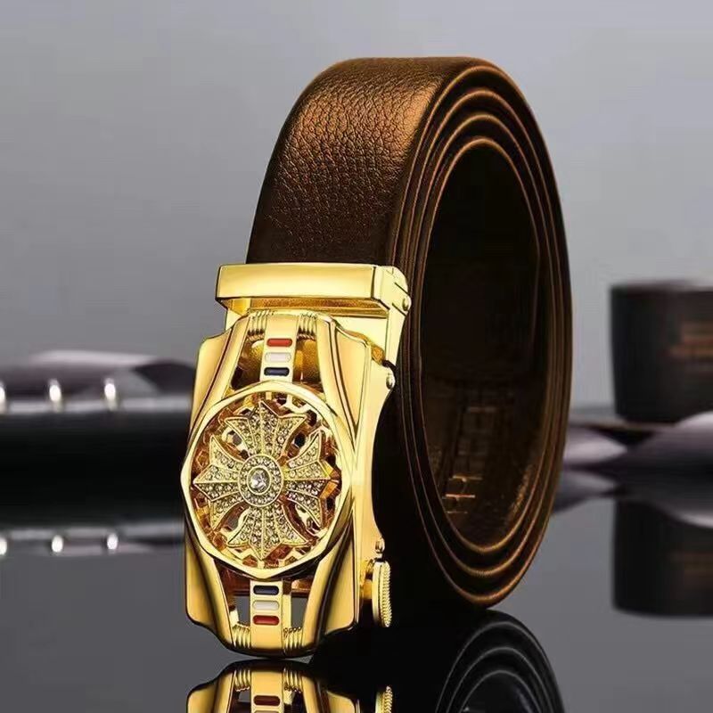 Season To Run Belt Men's Automatic Buckle Middle-Aged Transfer Belt Korean Version Of The Fashion New Denim Belt
