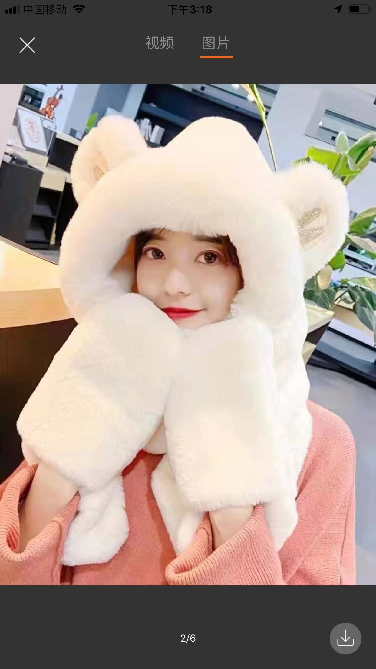 Thick Hat Women Autumn And Winter Cute Warm Plush Scarf One Ear Windproof Scarf Three-Piece Set Item Picture