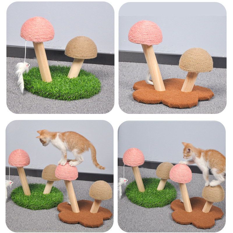 The new pet supplies double-headed mushroom cat climbing frame is a wear-resistant, scratch-resistant and stress-relieving wonder. It is a stable and sturdy cat villa Specification image