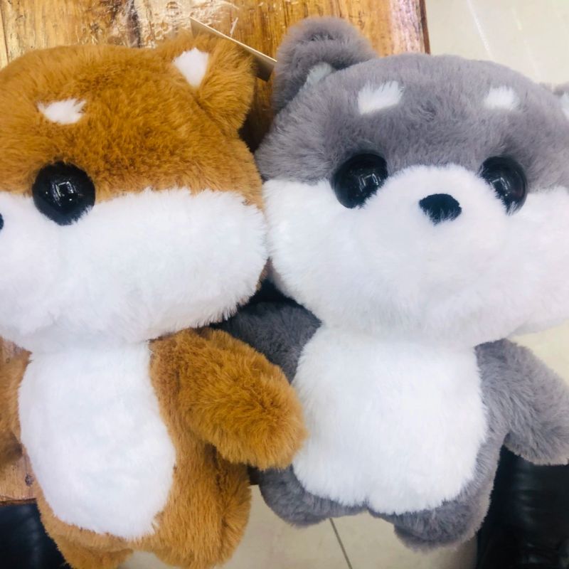 25厘两色狗灰色黄色毛绒玩具俊丹玩具01