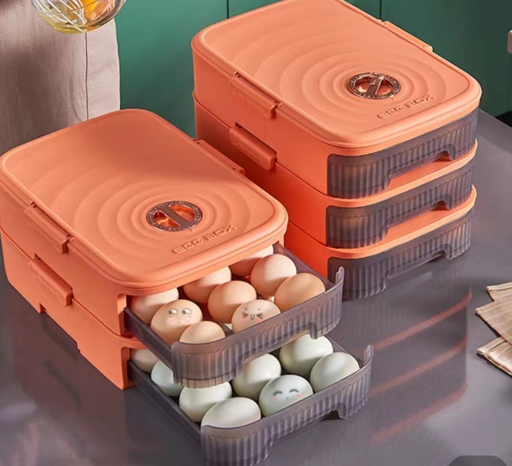 Refrigerator Egg Box Drawer Type Household Egg Storage Box Food Grade Fresh-Keeping Box