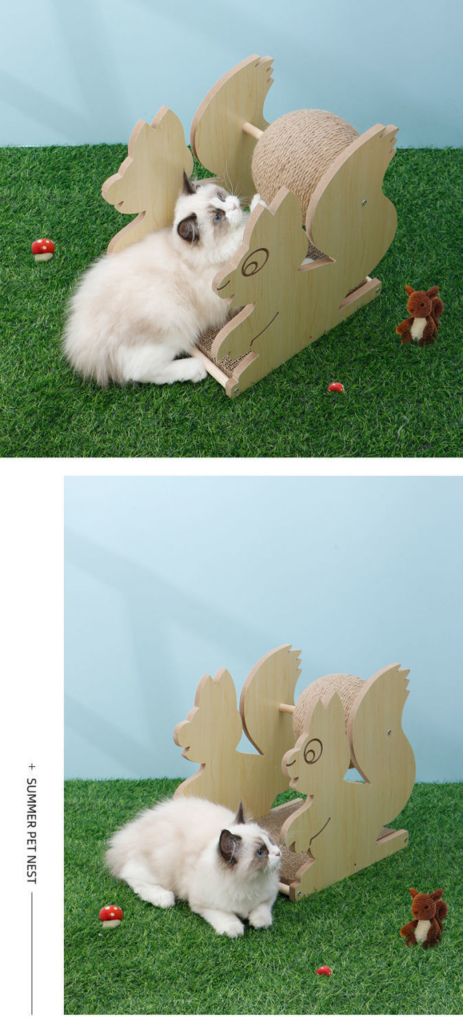 新款宠物用品松鼠猫爪板耐磨耐抓猫爬架稳固结实解闷简约款猫咪别墅详情7