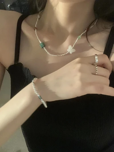 S925 Thai Silver Edition Summer Small Fresh Green Crystal Everyday All-Match Women's Bracelet