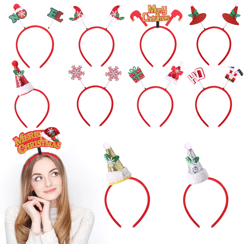 Christmas headband Girls Christmas decorations children party decorations Women Men Christmas hat headband hair accessories thumbnail