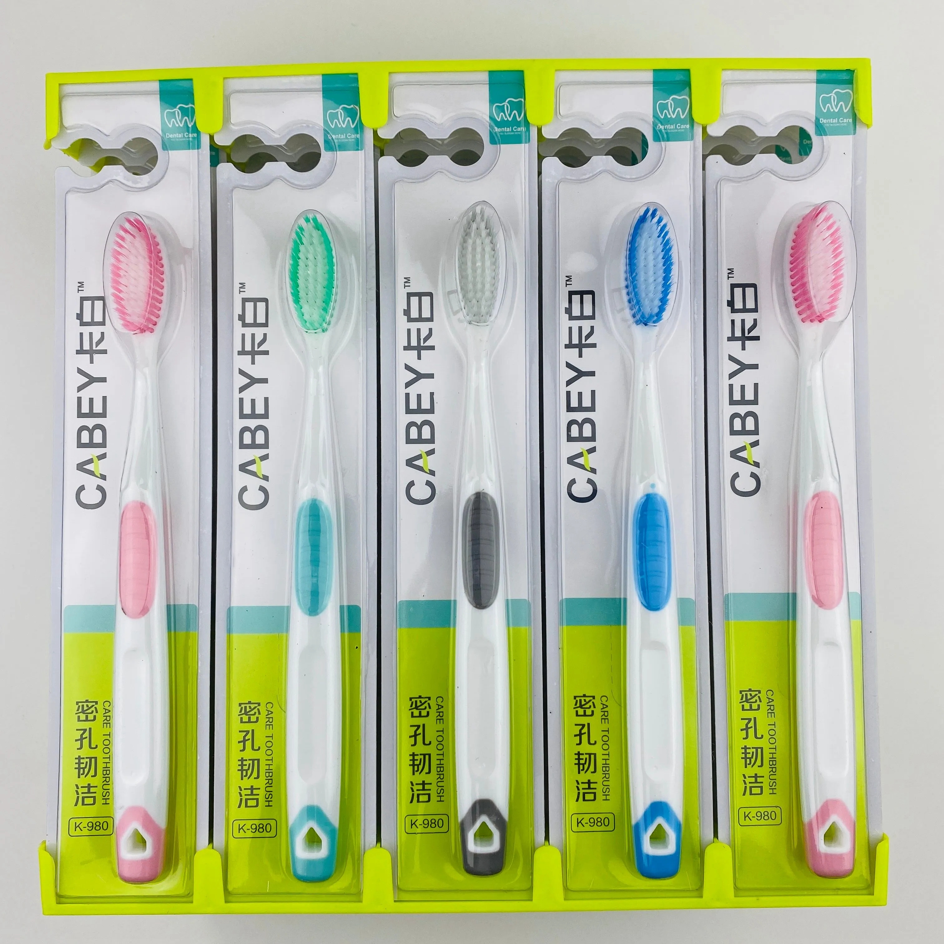 Daily wholesale card white 980 dense hole tough clean soft bristle toothbrush