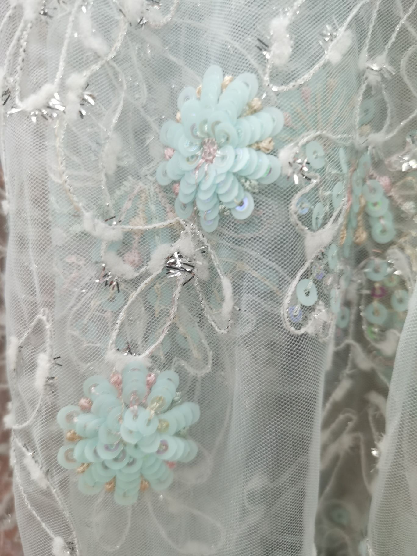 Mesh Embroidery Cloth Small Sequin Embroidery Flower Mesh American Mesh Specification drawing