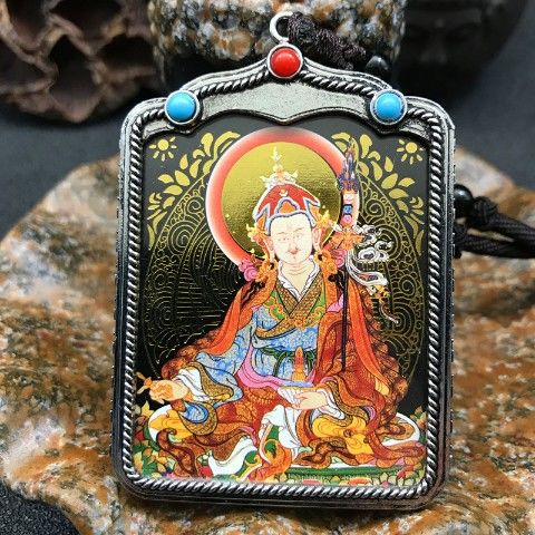 Tibetan Thangka necklace, Yellow God of Wealth, Five Gods of Wealth, Twelve zodiac signs, both men and women pic 1