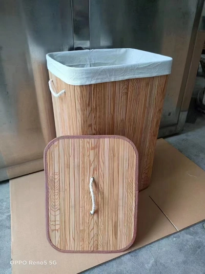 Collapsible Bamboo Storage Bucket, Printed Dirty Clothes Bucket, Wood Grain Storage Box, Storage Basket
