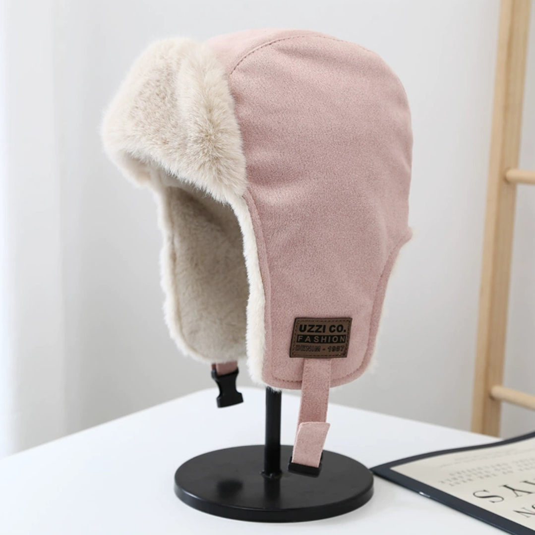 时尚简约冬季成人护耳帽毛绒麂皮绒雷峰帽详情2
