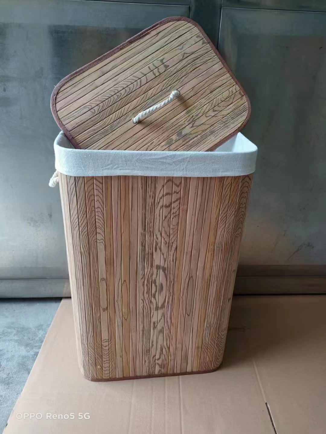 Collapsible Bamboo Storage Bucket, Printed Dirty Clothes Bucket, Wood Grain Storage Box, Storage Basket details Picture