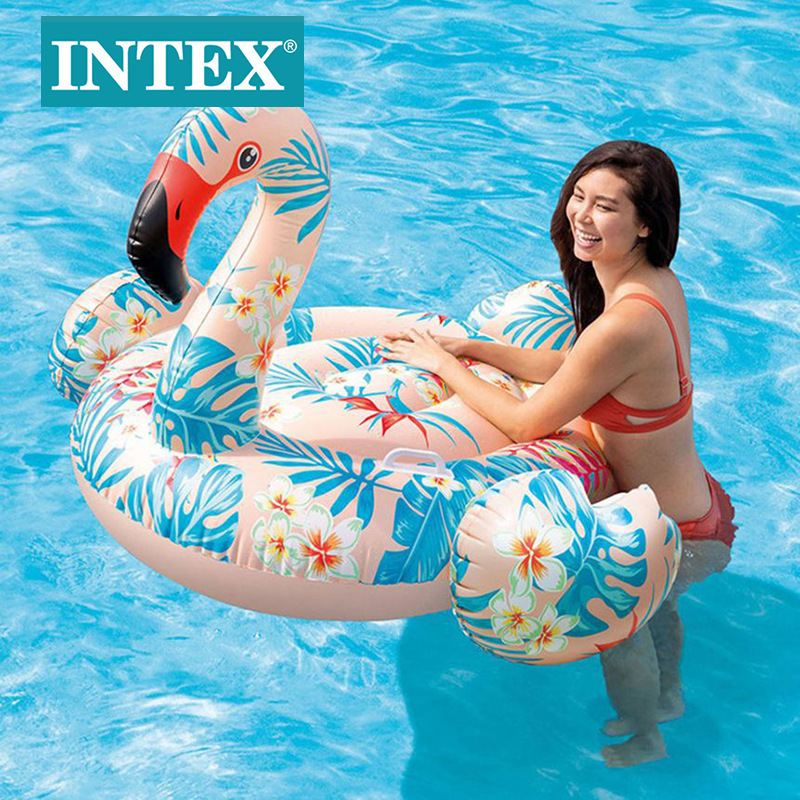 INTEX57559印花红鹤座骑泳池海边浮床水上玩具浮排批发详情1