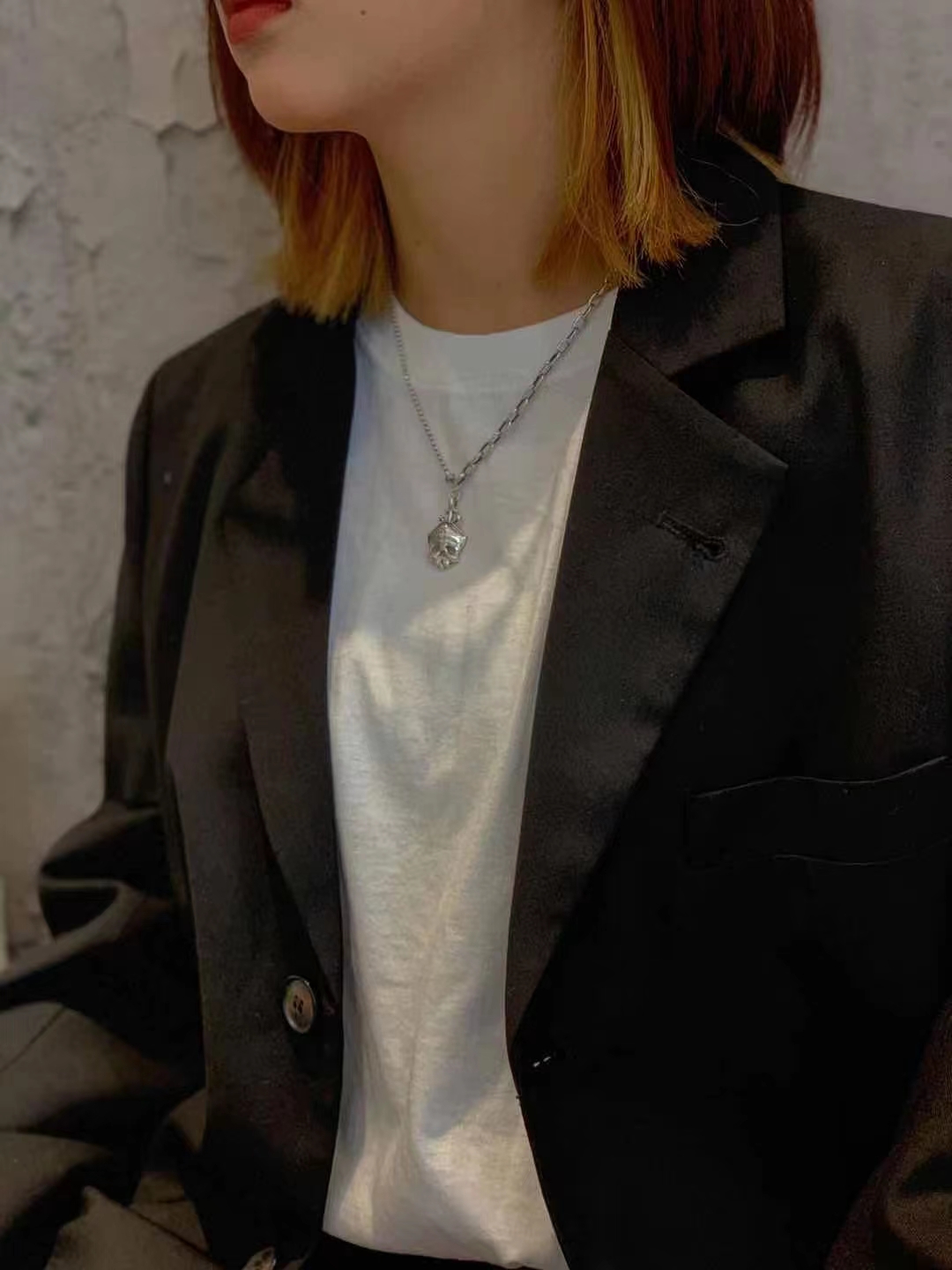 S925 Thai Silver Edition Pirate Captain Necklace Vintage Do Old Silver Tie Silver Jewelry details Picture