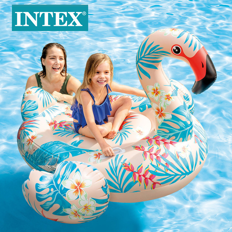 INTEX57559印花红鹤座骑泳池海边浮床水上玩具浮排批发详情3