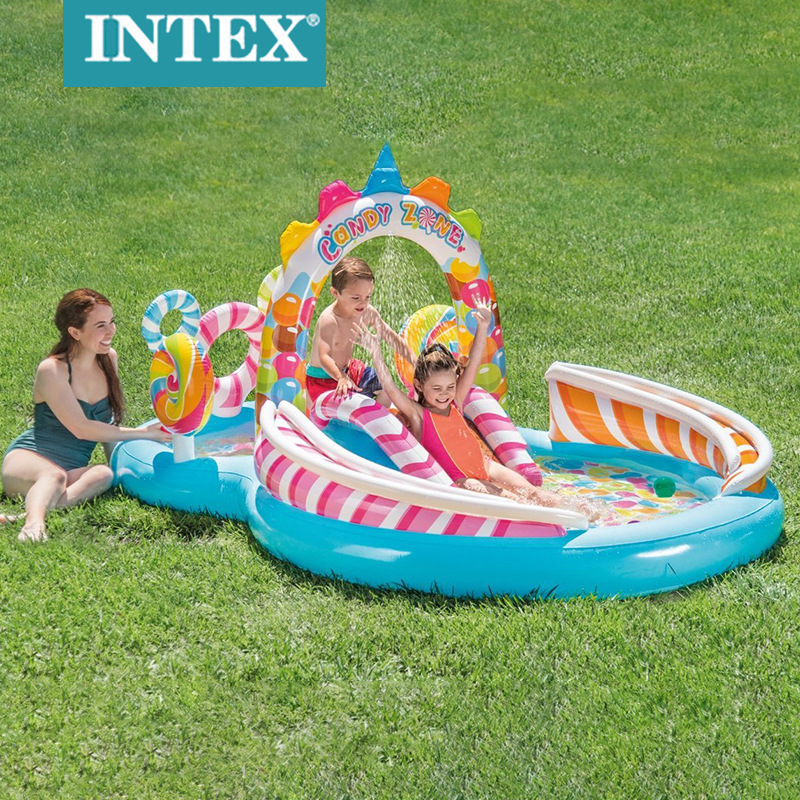 INTEX57149糖果乐园八字形公园水池充气池海洋球池儿童滑梯游泳池详情1