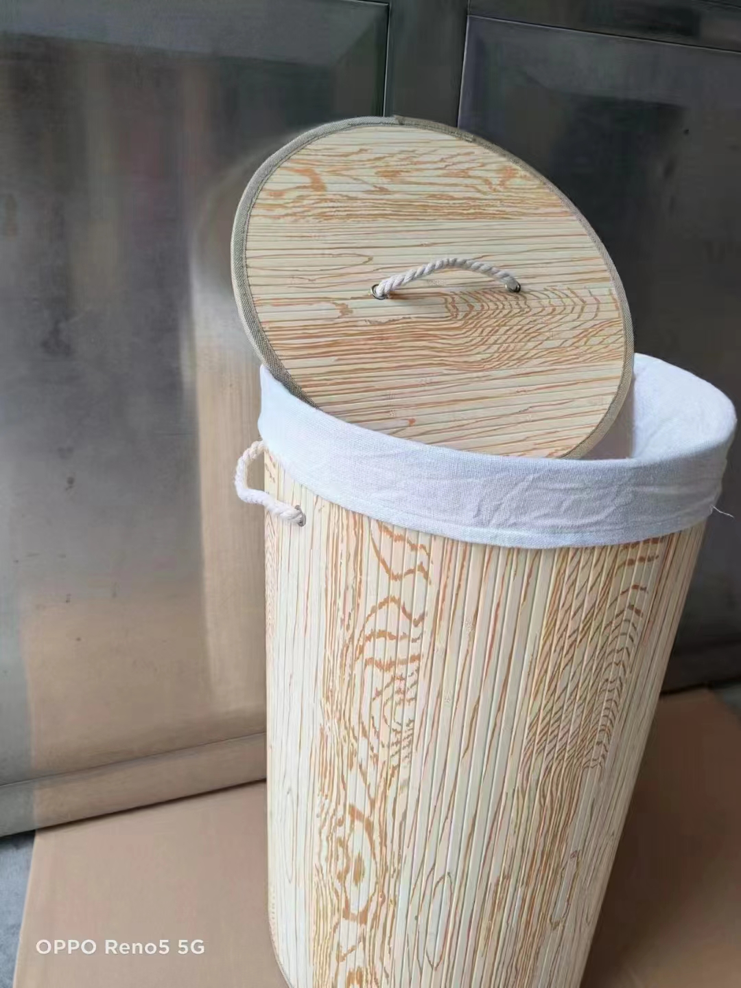 Collapsible Bamboo Storage Bucket, Printed Dirty Clothes Bucket, Wood Grain Storage Box, Storage Basket Specification drawing