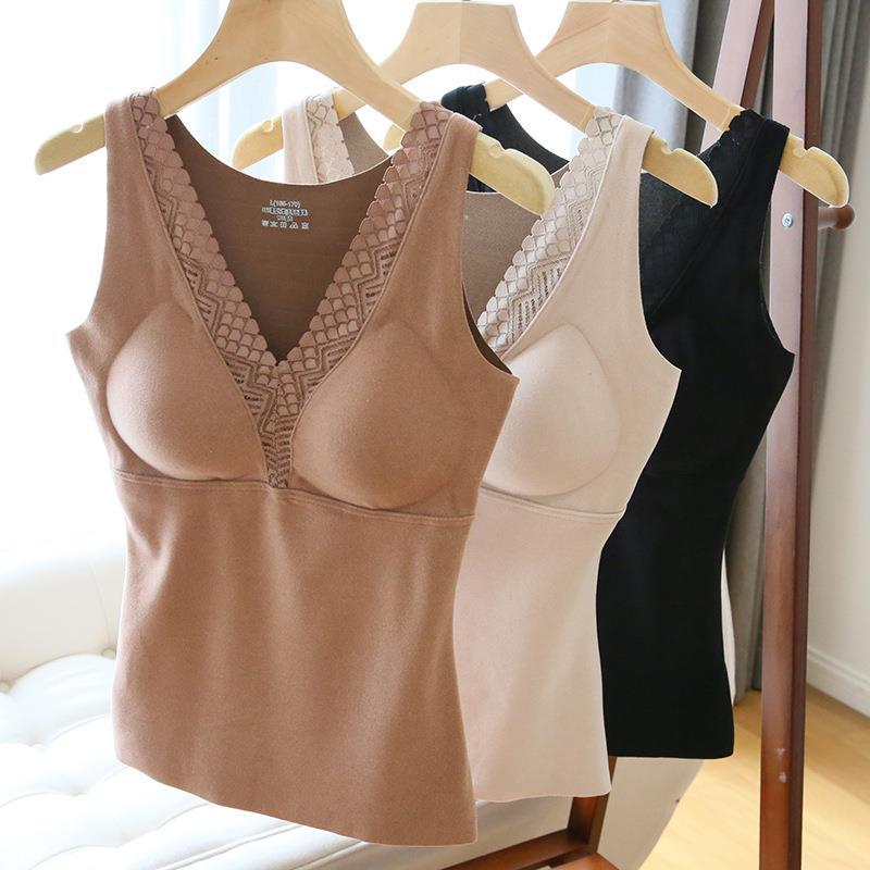 Autumn/Winter De Velvet new graphene thermal vest women's sense V-neck lace edge with undershirt underwear