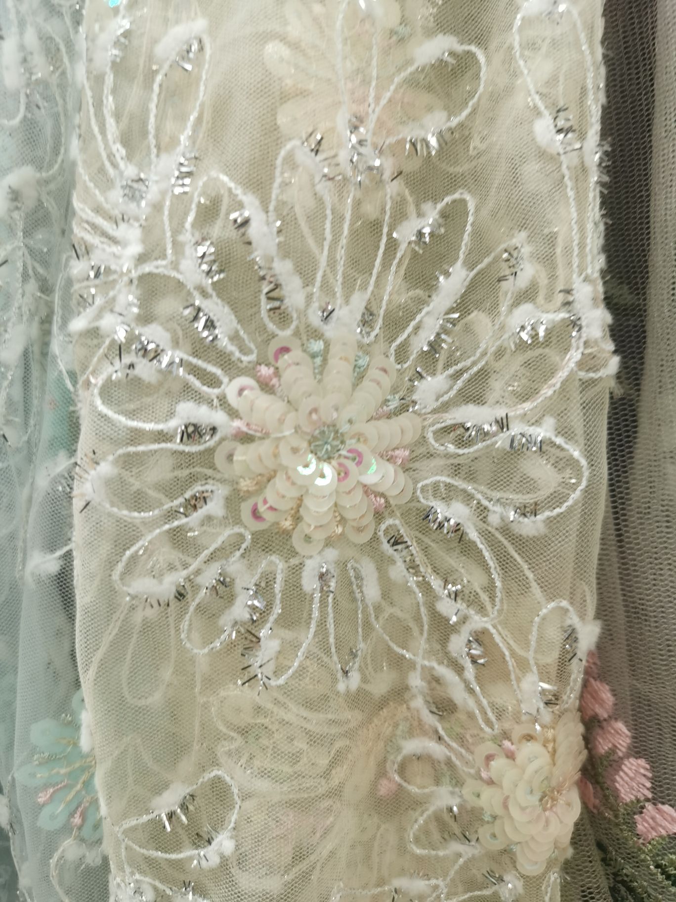 Mesh Embroidery Cloth Small Sequin Embroidery Flower Mesh American Mesh details Picture