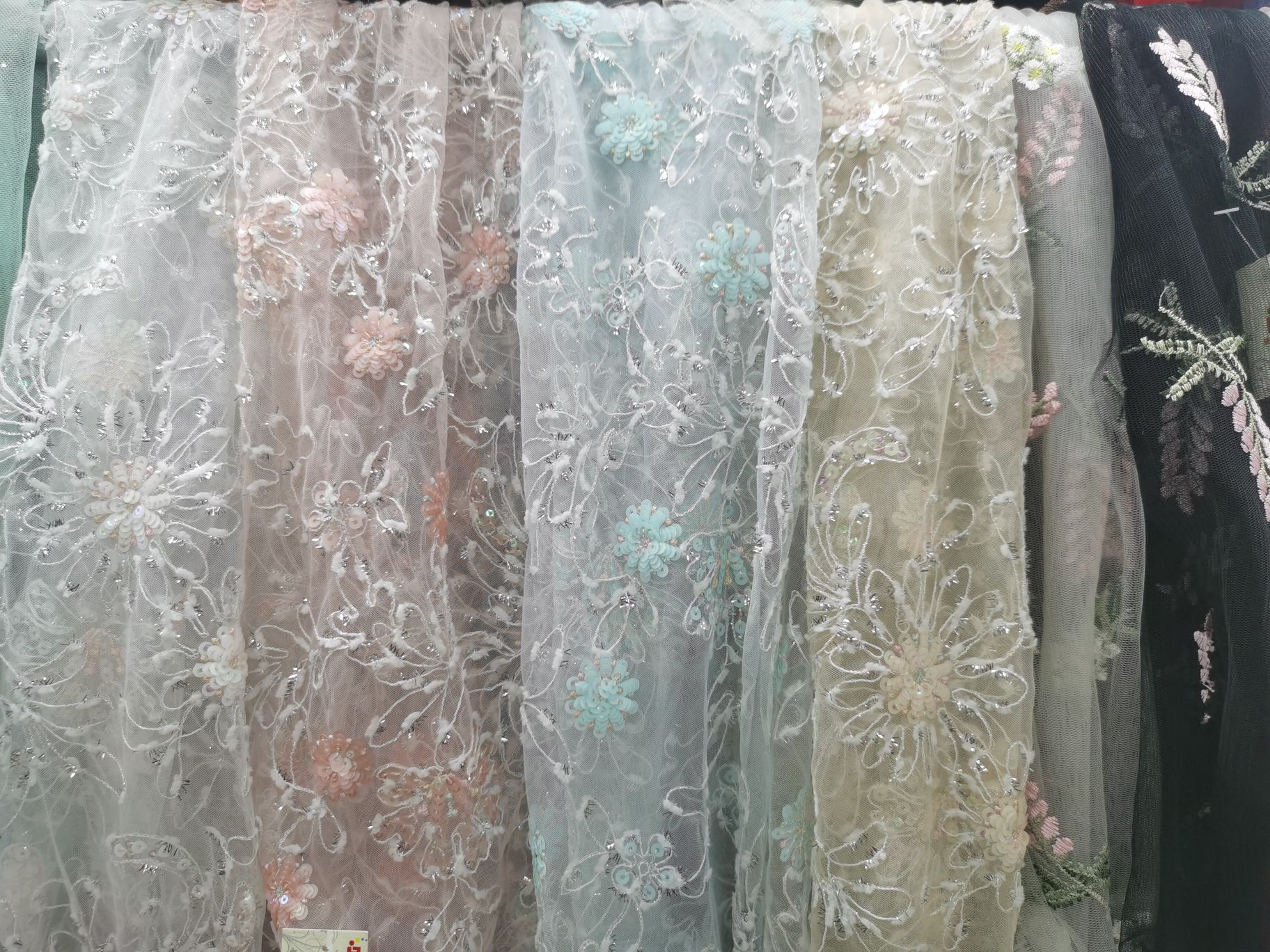 Mesh Embroidery Cloth Small Sequin Embroidery Flower Mesh American Mesh