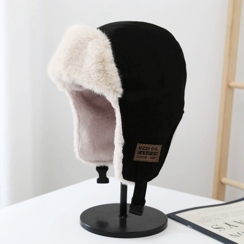 时尚简约冬季成人护耳帽毛绒麂皮绒雷峰帽详情1