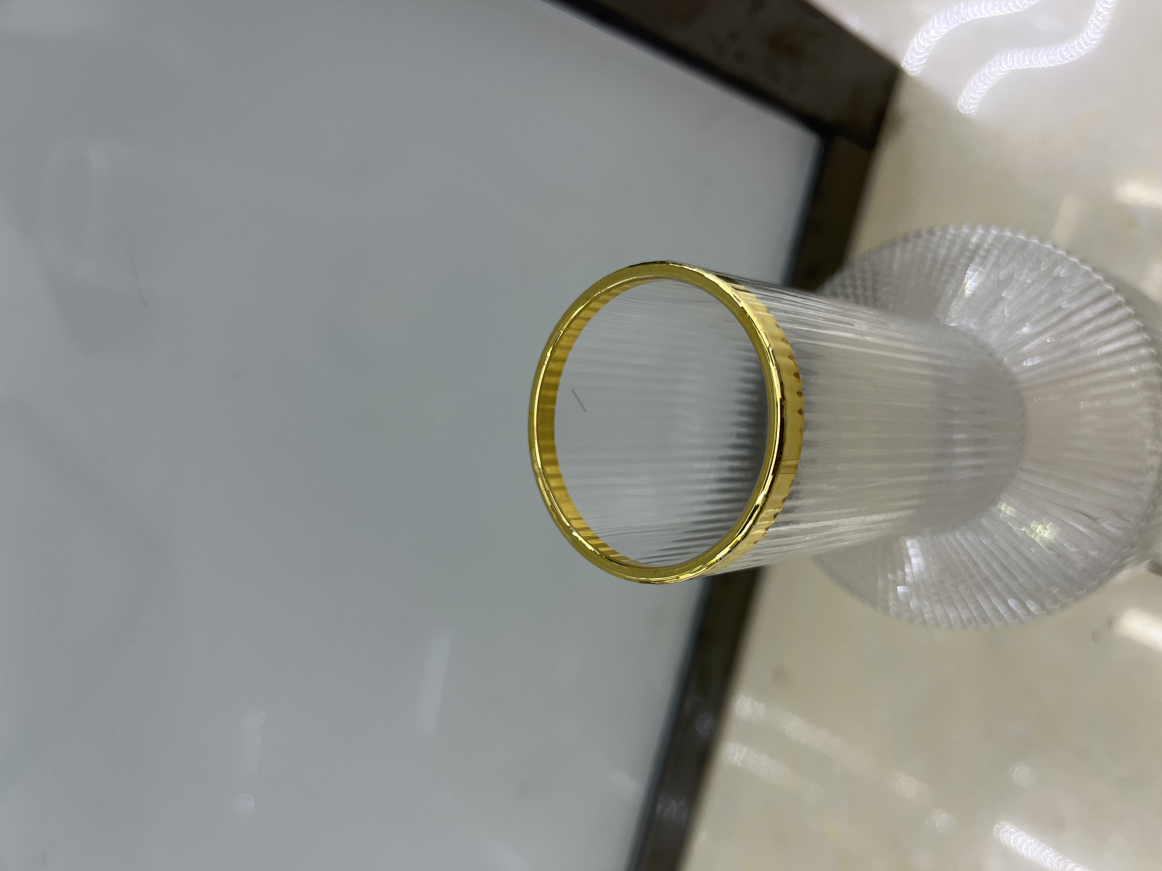 Kikumin Craft Striped Small Mouth Flower Ware Ins Wind Glass Vase Clear Glass Vase Specification drawing