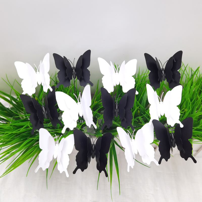 4.5+7 Black And White Double Deck Butterfly Garden Plug-In Decorative Crafts Ground Flower Inserts Specification drawing