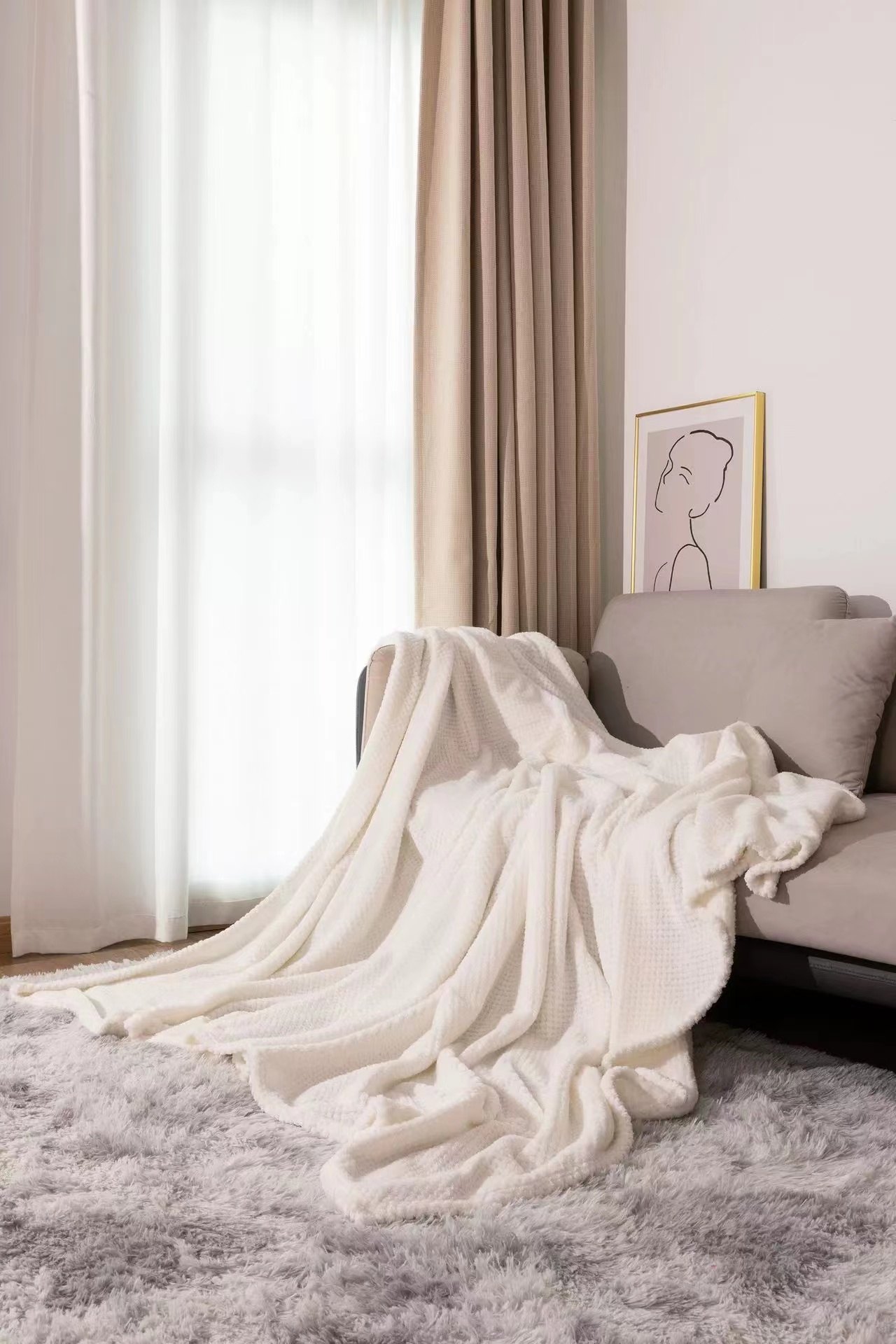 Thickened Solid Color Pineapple Plaid Flannel Blanket Sofa Cover Blanket Air Conditioning Blanket Nap Blanket Application Scenario