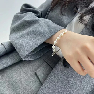 S925 Semi-Natural Freshwater Pearl Semi-Silver Sterling Silver Bracelet Silver Lace Silver Jewelry