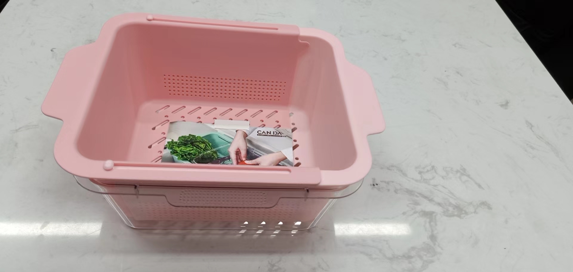 Retractable Washing Basin Drain Basket Kitchen Double-Layer Washing Basket Washing Fruit Ware Washing Basket Fruit Tray Item Picture