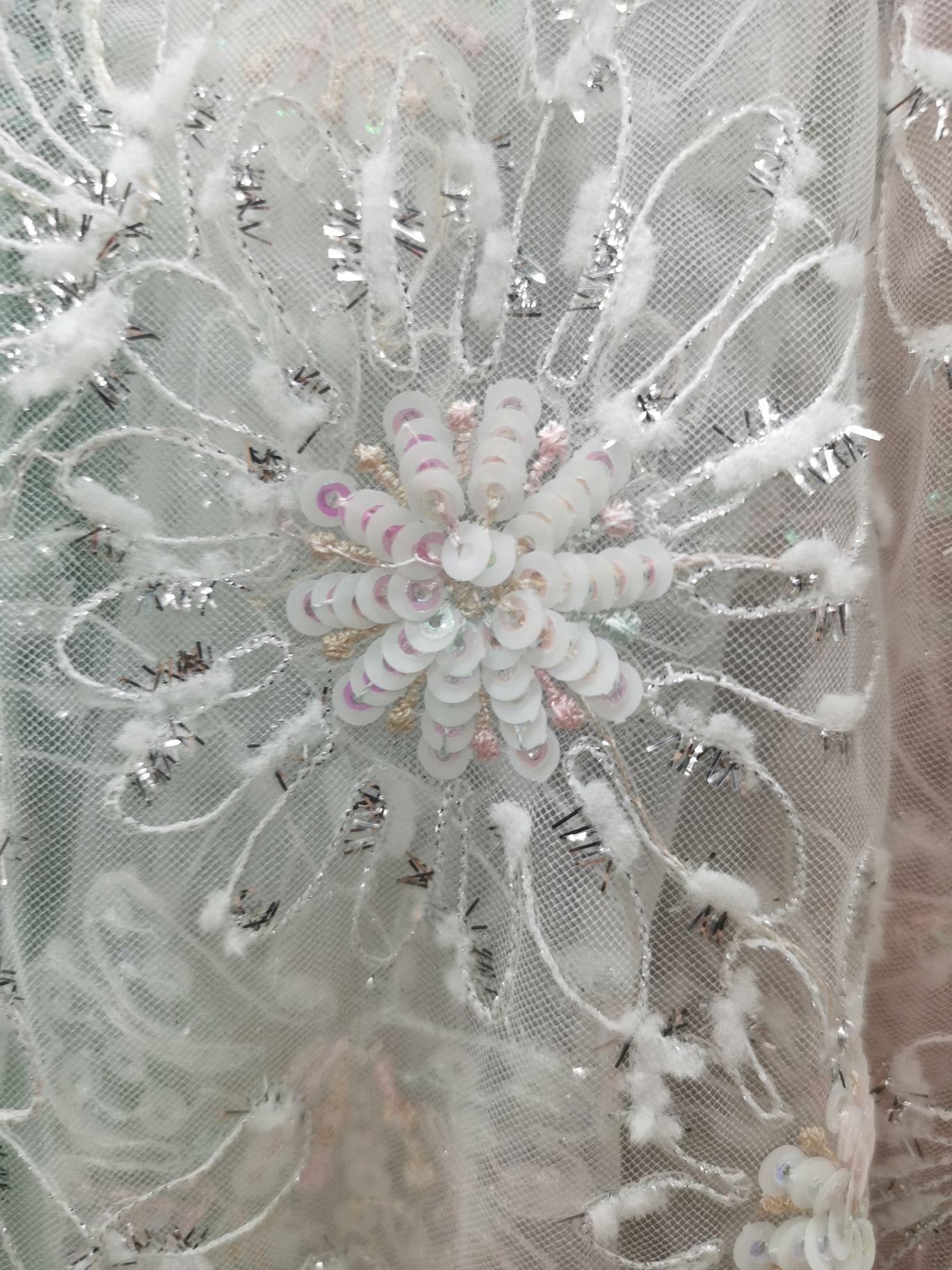 Mesh Embroidery Cloth Small Sequin Embroidery Flower Mesh American Mesh Item Picture