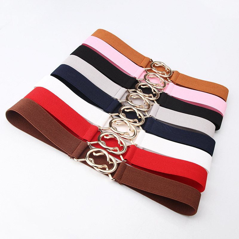 Ladies elastic waistband fashion elastic waistband Korean version 100 collocation dress son decoration wide waist cover female