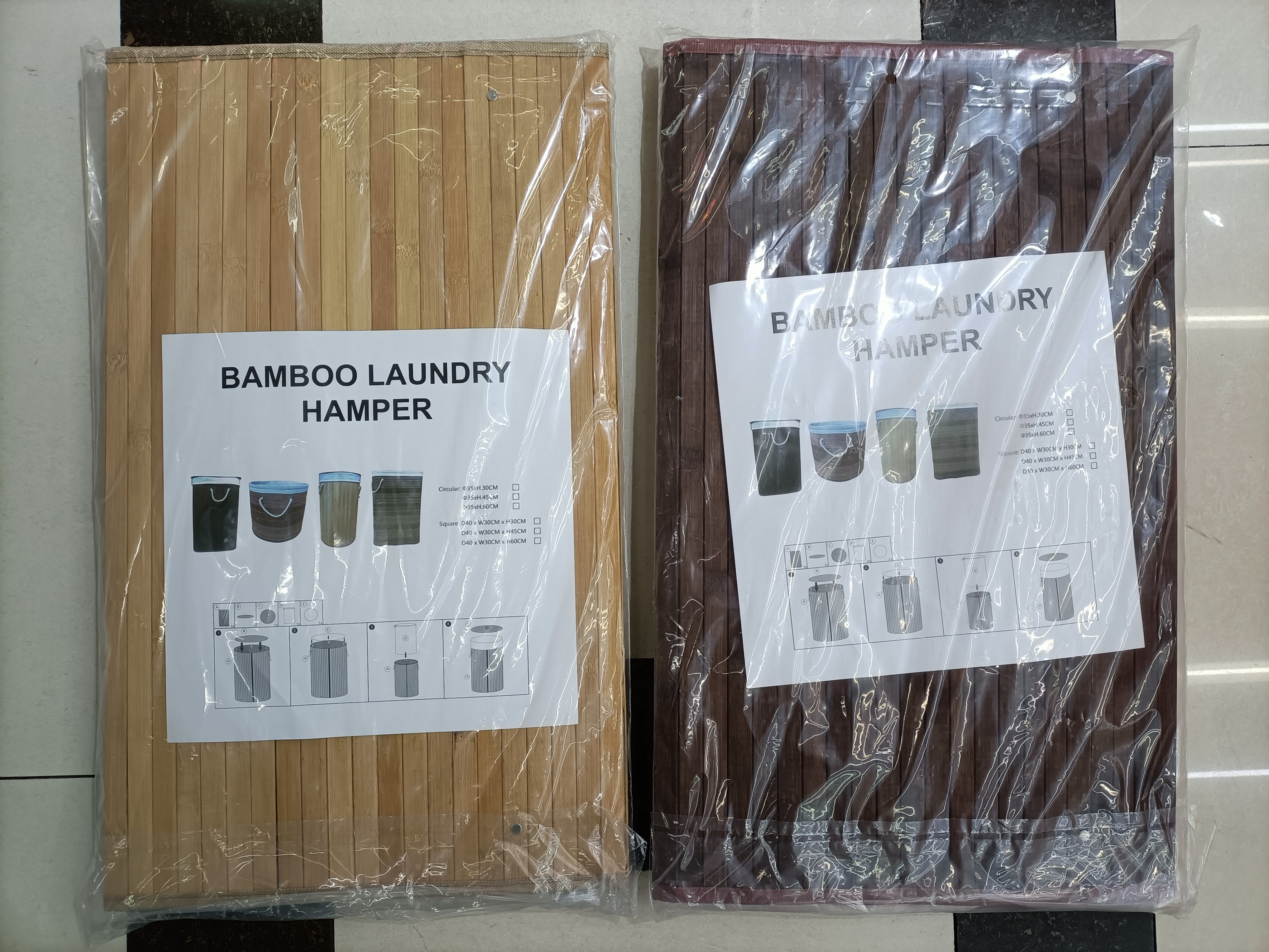 Collapsible Bamboo Storage Bucket, Printed Dirty Clothes Bucket, Wood Grain Storage Box, Storage Basket Item Picture
