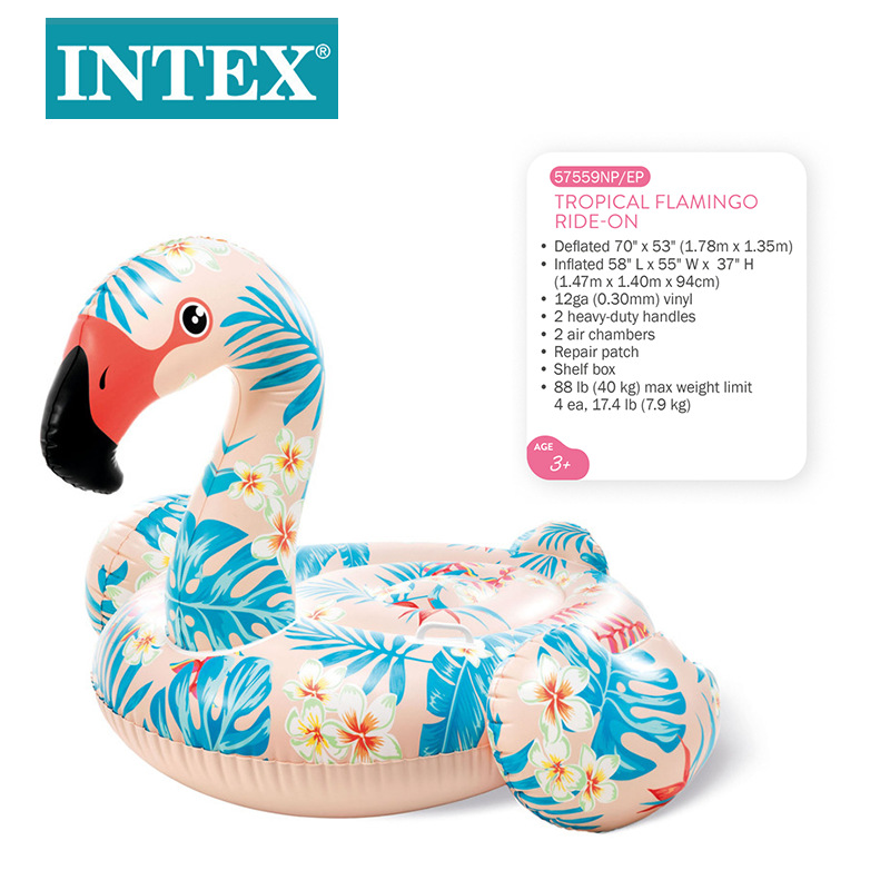 INTEX57559印花红鹤座骑泳池海边浮床水上玩具浮排批发详情2