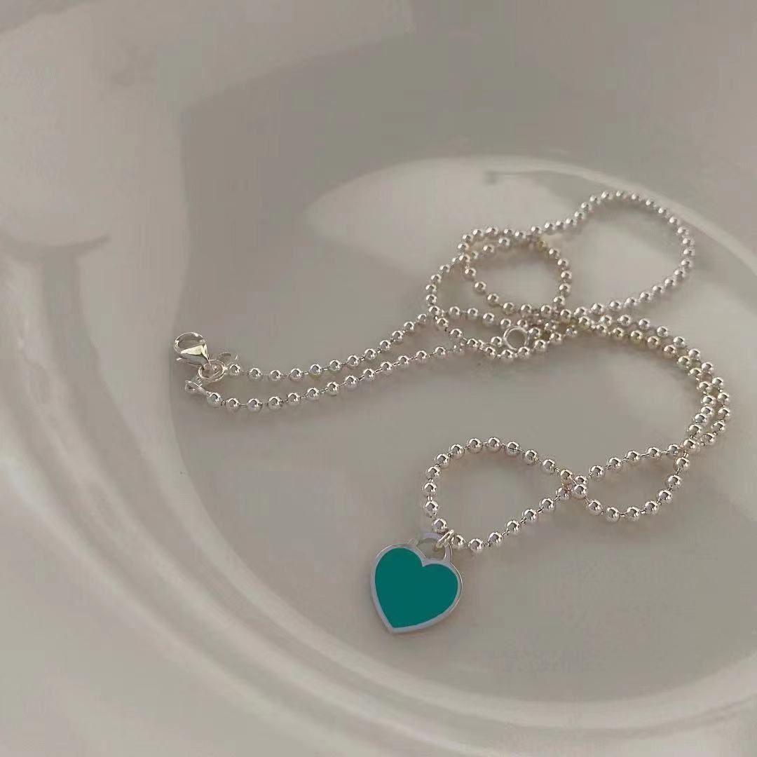 Necklace For Women Instagram Niche Design 925 Sterling Silver Jewelry Blue Love Beads Pendant Gift details Picture