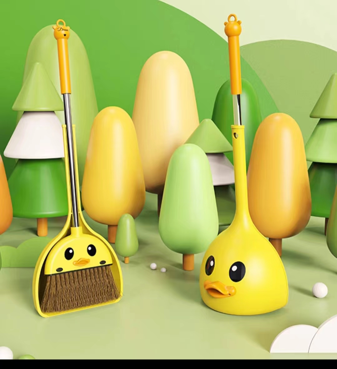 Duck Broom Dustpan Set Household Baby Trash Shovel Children's Sweeping Toy Kindergarten Students Small Broom
