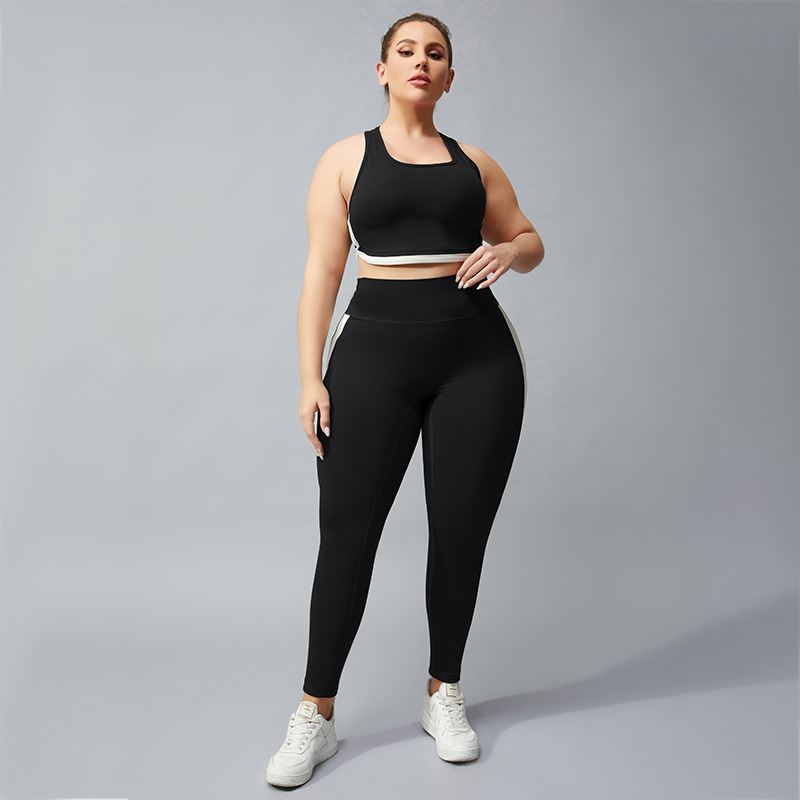 Cross border plus size plus color matching sports suit running yoga fitness multi-purpose suit fast dry thumbnail
