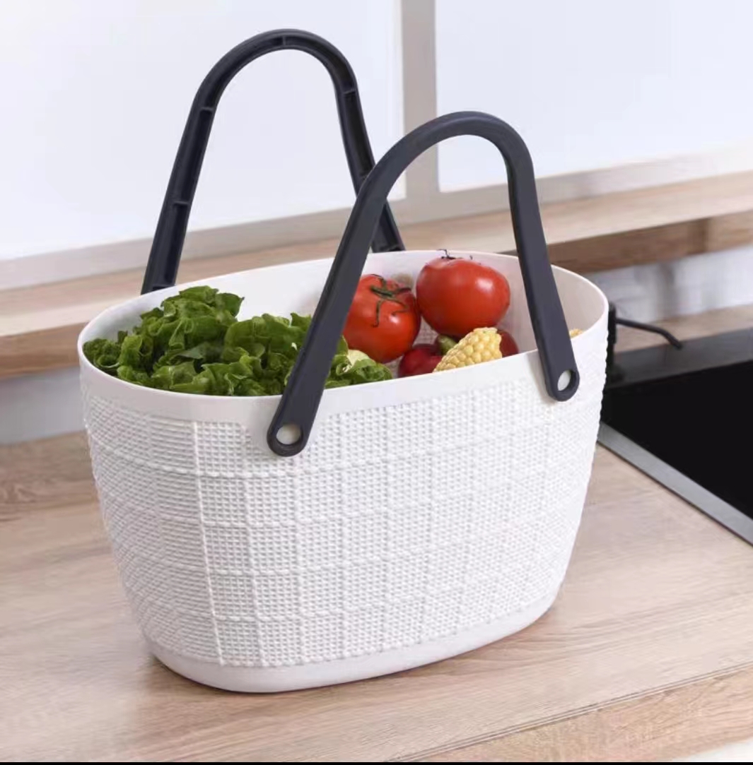 Oval Plastic Portable Storage Basket Desktop Rattan Sundry Storage Basket Bathroom Bath Blue Bath Basket Soft Basket