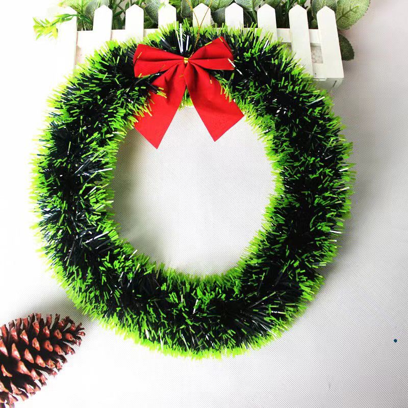 New madder ink ribbon garland white edge green edge bow door hanging hotel mall shop window Christmas decorations