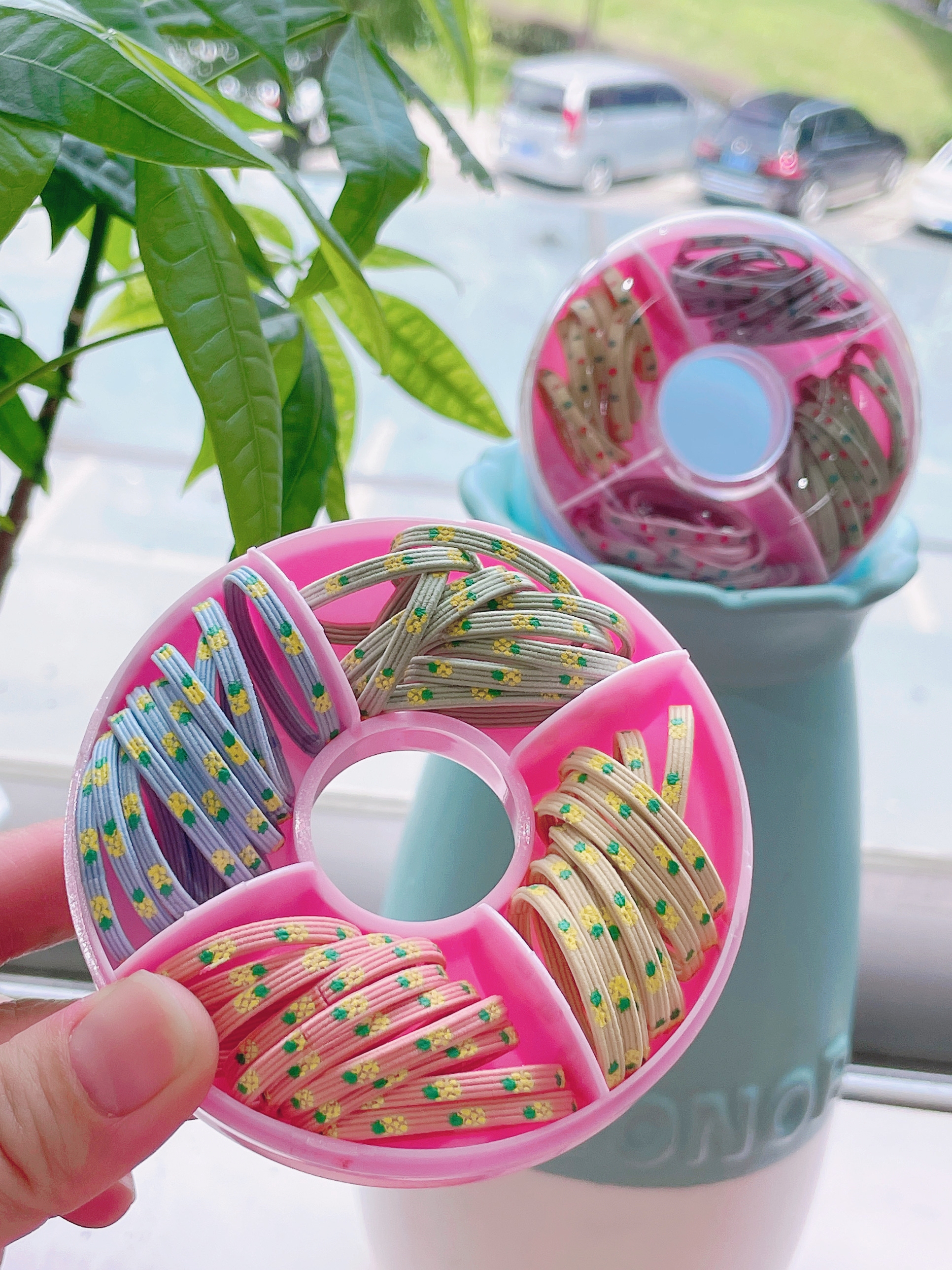 Donut Fun Multi-Color Seamless Rubber Band Printing Pattern In The Ring Durable Children's And Girls' Rubber Band Essential details Picture