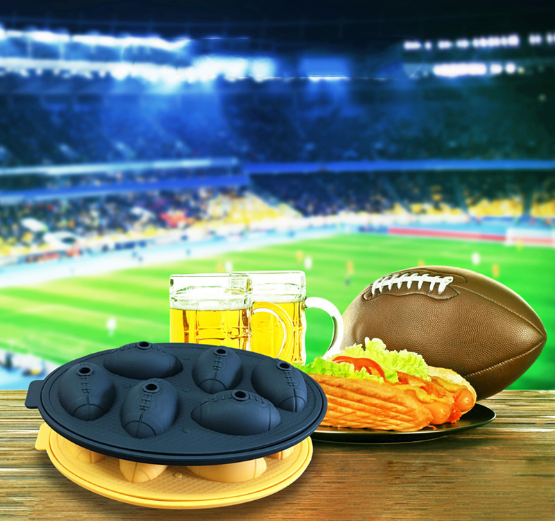 厂家直供硅胶冰格6连橄榄球冰格6孔硅胶冰球冰块模具创意带盖冰格详情4