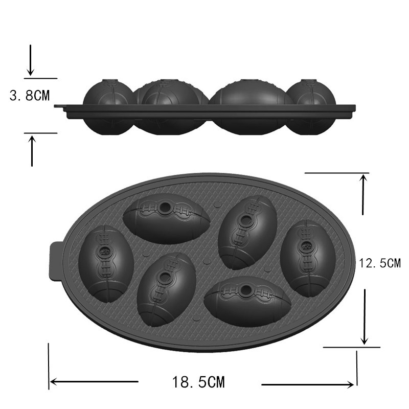 厂家直供硅胶冰格6连橄榄球冰格6孔硅胶冰球冰块模具创意带盖冰格详情10