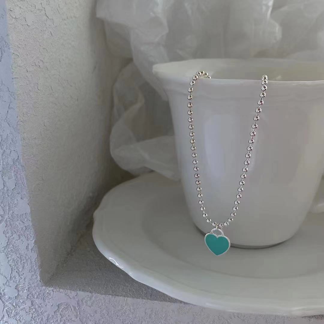 Necklace For Women Instagram Niche Design 925 Sterling Silver Jewelry Blue Love Beads Pendant Gift Item Picture