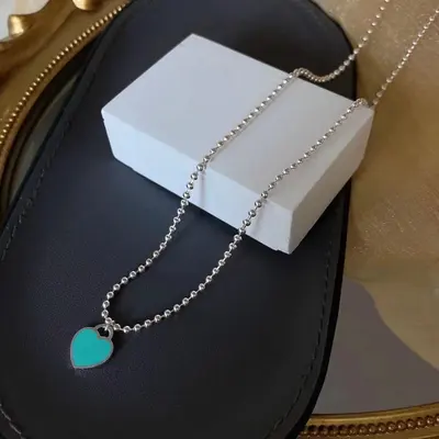 Necklace For Women Instagram Niche Design 925 Sterling Silver Jewelry Blue Love Beads Pendant Gift